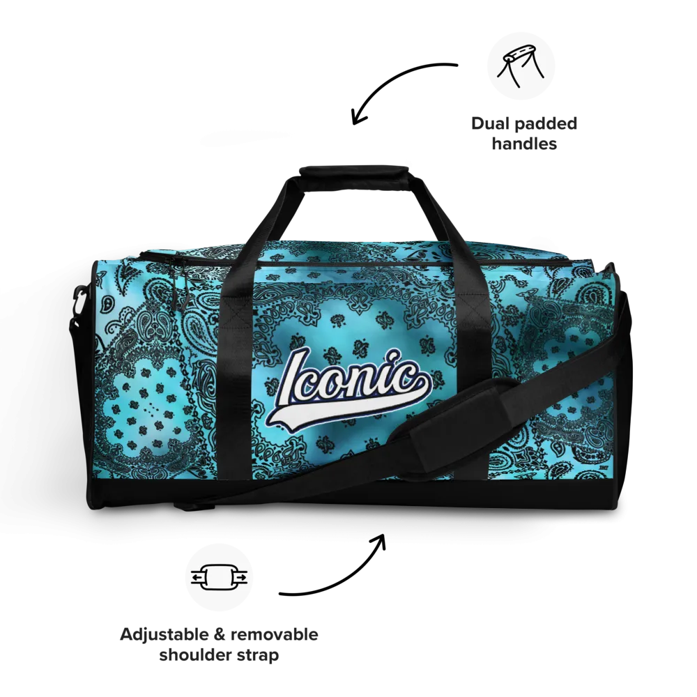 ROYAL ICONIC | OG Candy Bandana Tie Dye Paisley Cloud Dye Skate Bag Gang Gang Duffel Bag Sky Baby Blue Retro Baseball Logo