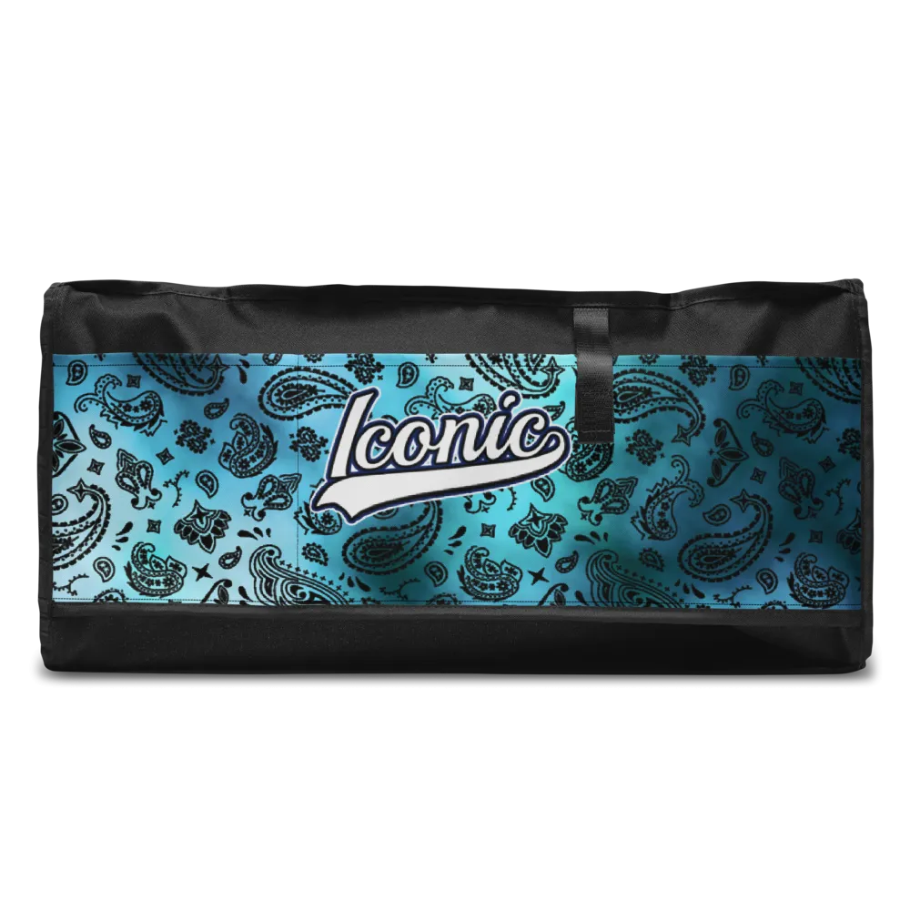 ROYAL ICONIC | OG Candy Bandana Tie Dye Paisley Cloud Dye Skate Bag Gang Gang Duffel Bag Sky Baby Blue Retro Baseball Logo