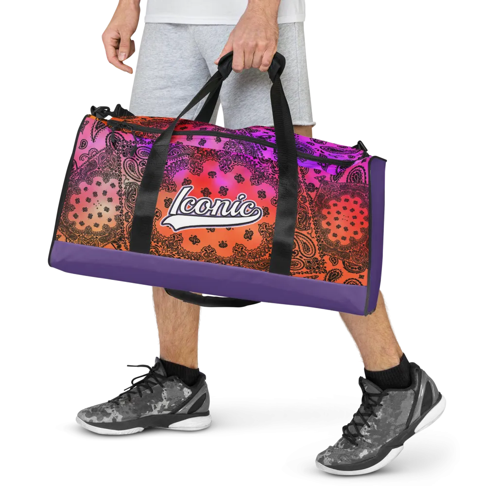 ROYAL ICONIC | OG Candy Bandana Tie Dye Paisley Cloud Dye Skate Bag Gang Gang Duffel Bag Sunset Tan Sands Retro Baseball Logo