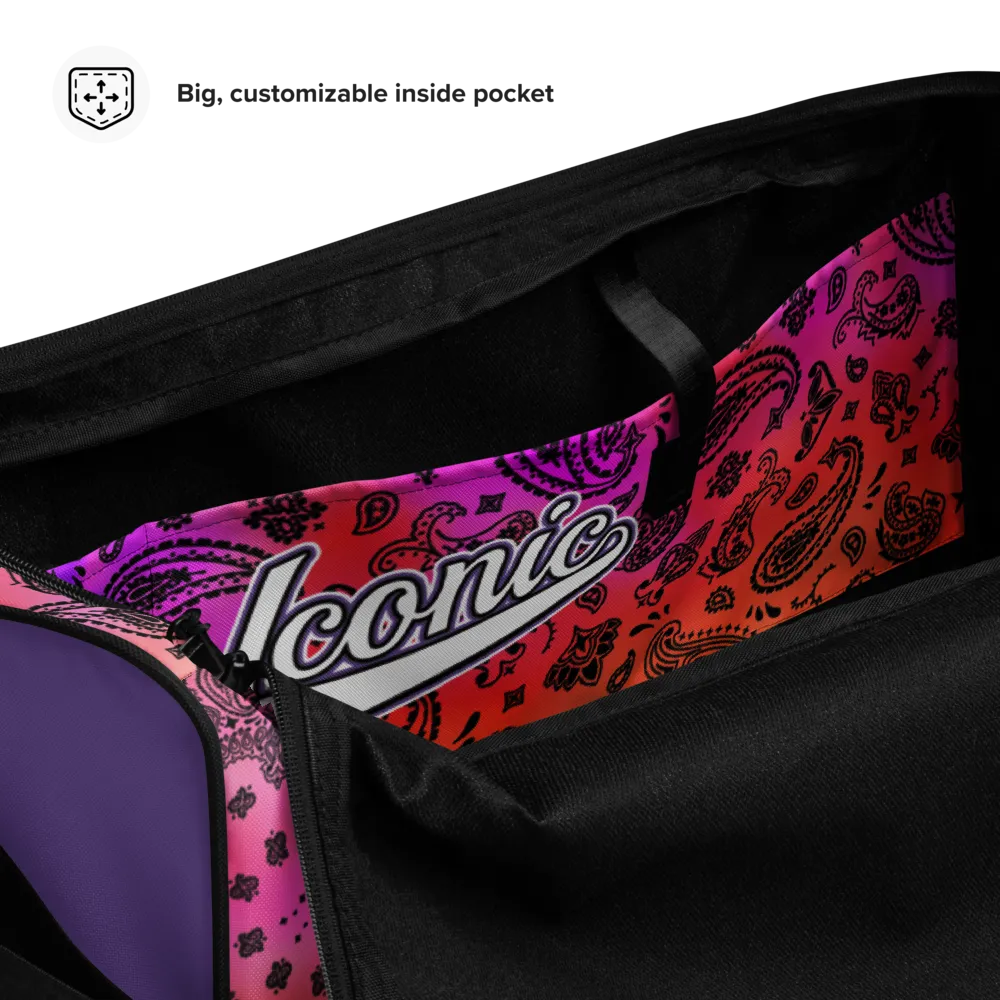 ROYAL ICONIC | OG Candy Bandana Tie Dye Paisley Cloud Dye Skate Bag Gang Gang Duffel Bag Sunset Tan Sands Retro Baseball Logo