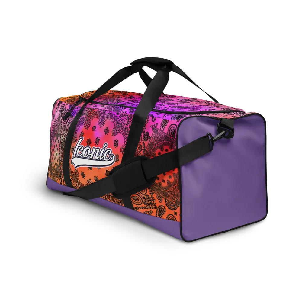 ROYAL ICONIC | OG Candy Bandana Tie Dye Paisley Cloud Dye Skate Bag Gang Gang Duffel Bag Sunset Tan Sands Retro Baseball Logo