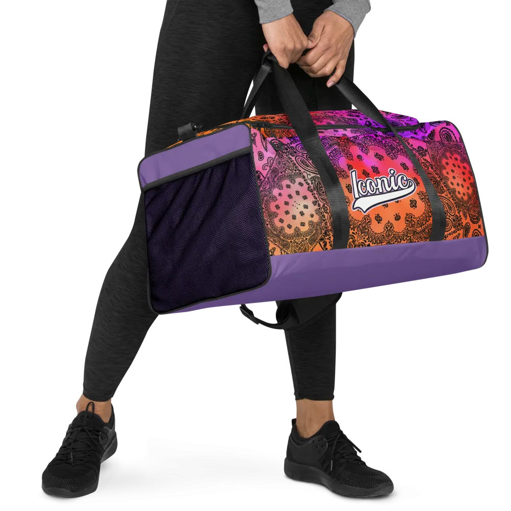 ROYAL ICONIC | OG Candy Bandana Tie Dye Paisley Cloud Dye Skate Bag Gang Gang Duffel Bag Sunset Tan Sands Retro Baseball Logo