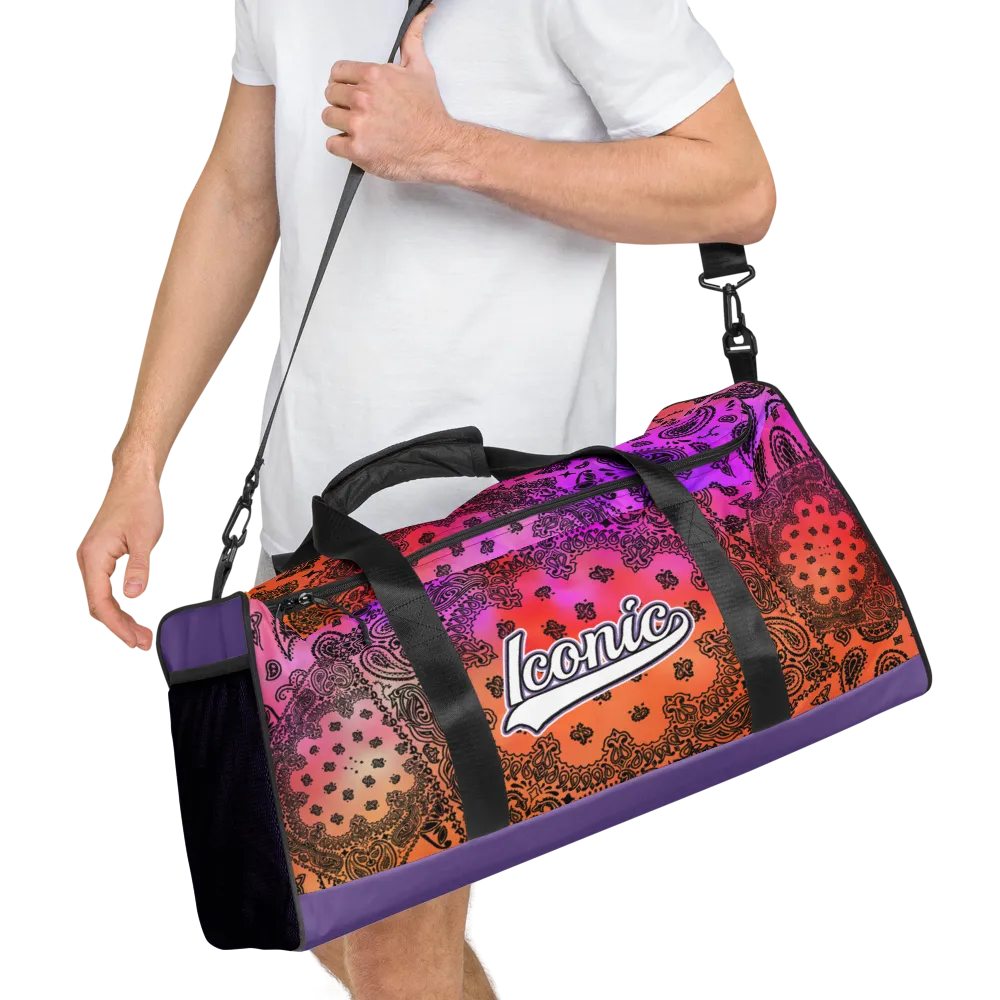 ROYAL ICONIC | OG Candy Bandana Tie Dye Paisley Cloud Dye Skate Bag Gang Gang Duffel Bag Sunset Tan Sands Retro Baseball Logo