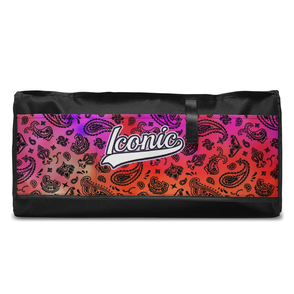 ROYAL ICONIC | OG Candy Bandana Tie Dye Paisley Cloud Dye Skate Bag Gang Gang Duffel Bag Sunset Tan Sands Retro Baseball Logo