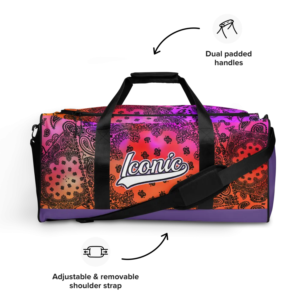 ROYAL ICONIC | OG Candy Bandana Tie Dye Paisley Cloud Dye Skate Bag Gang Gang Duffel Bag Sunset Tan Sands Retro Baseball Logo