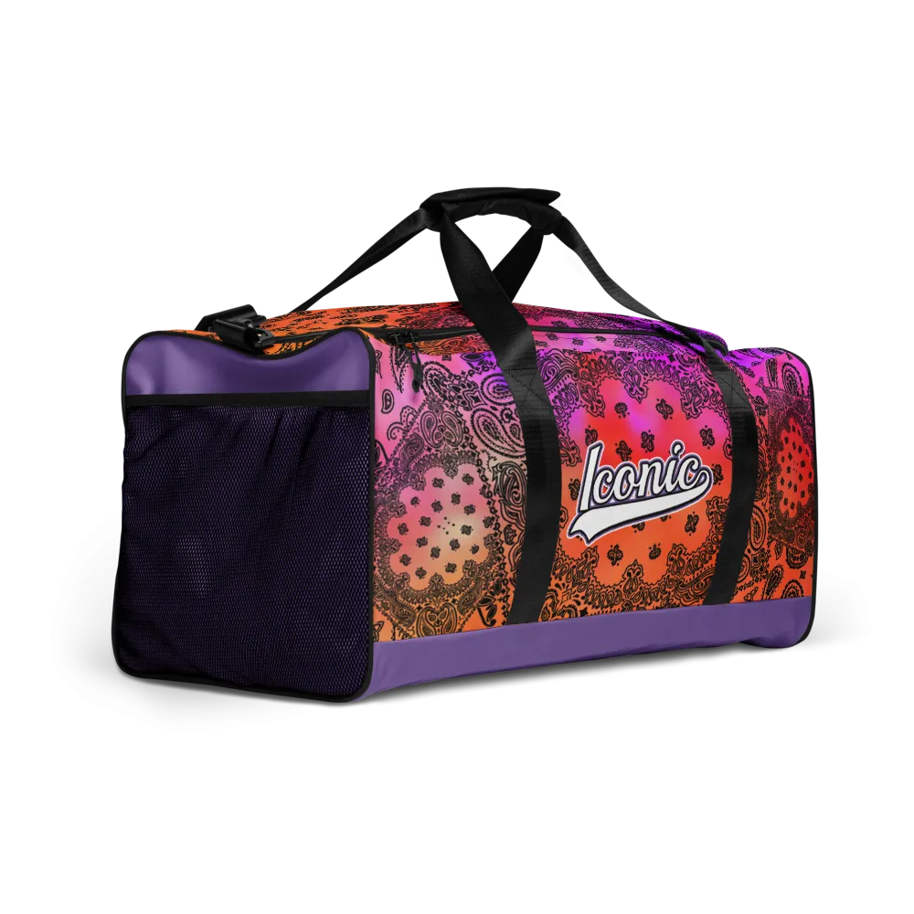ROYAL ICONIC | OG Candy Bandana Tie Dye Paisley Cloud Dye Skate Bag Gang Gang Duffel Bag Sunset Tan Sands Retro Baseball Logo