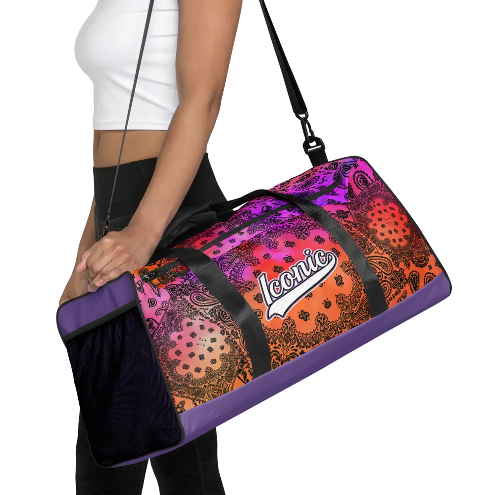 ROYAL ICONIC | OG Candy Bandana Tie Dye Paisley Cloud Dye Skate Bag Gang Gang Duffel Bag Sunset Tan Sands Retro Baseball Logo