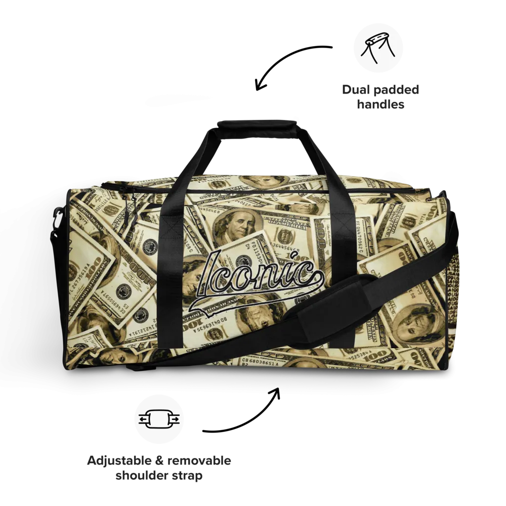 ROYAL ICONIC | The 100 Dollar Duffel Bag Nu Money Iconic MM's Workout Gym Bag GTA Guap Im in my Bag Secure the Bag Pink Money Bag | Classic Cash Bag Variant