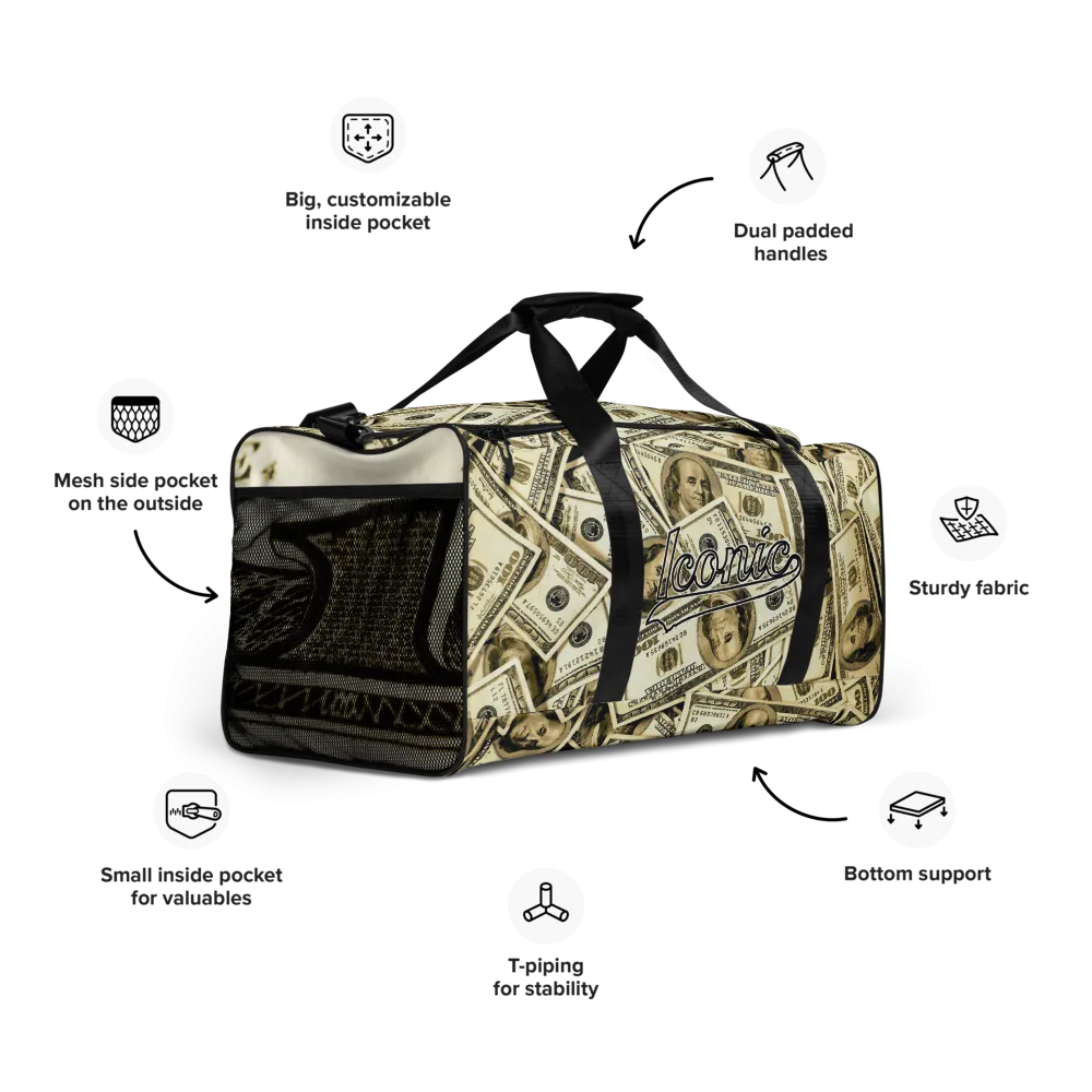 ROYAL ICONIC | The 100 Dollar Duffel Bag Nu Money Iconic MM's Workout Gym Bag GTA Guap Im in my Bag Secure the Bag Pink Money Bag | Classic Cash Bag Variant