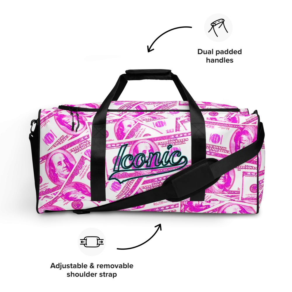 ROYAL ICONIC | The 100 Dollar Duffel Bag Nu Money Iconic MM's Workout Gym Bag GTA Guap Im in my Bag Secure the Bag Pink Money Bag | Classic Cash Bag Variant