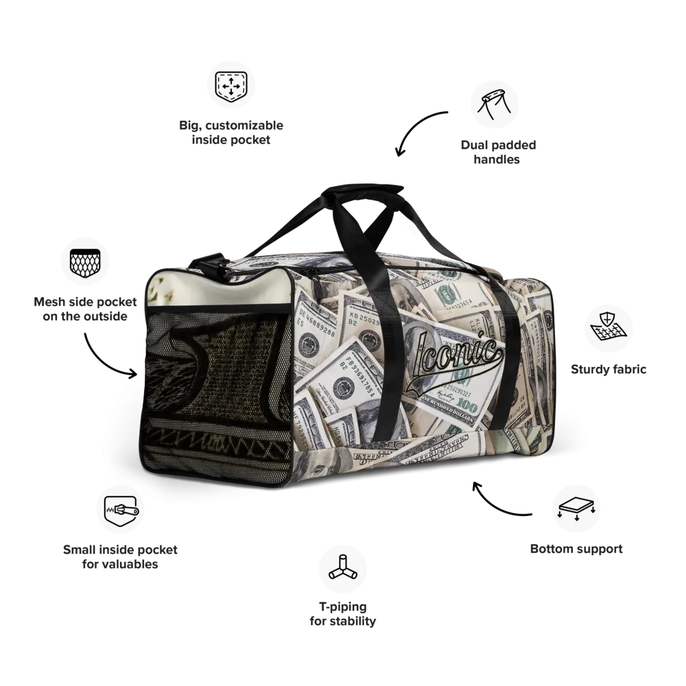 ROYAL ICONIC | The 100 Dollar Duffel Bag Nu Money Iconic MM's Workout Gym Bag GTA Guap Secure the Bag | Clean Crisp Bills