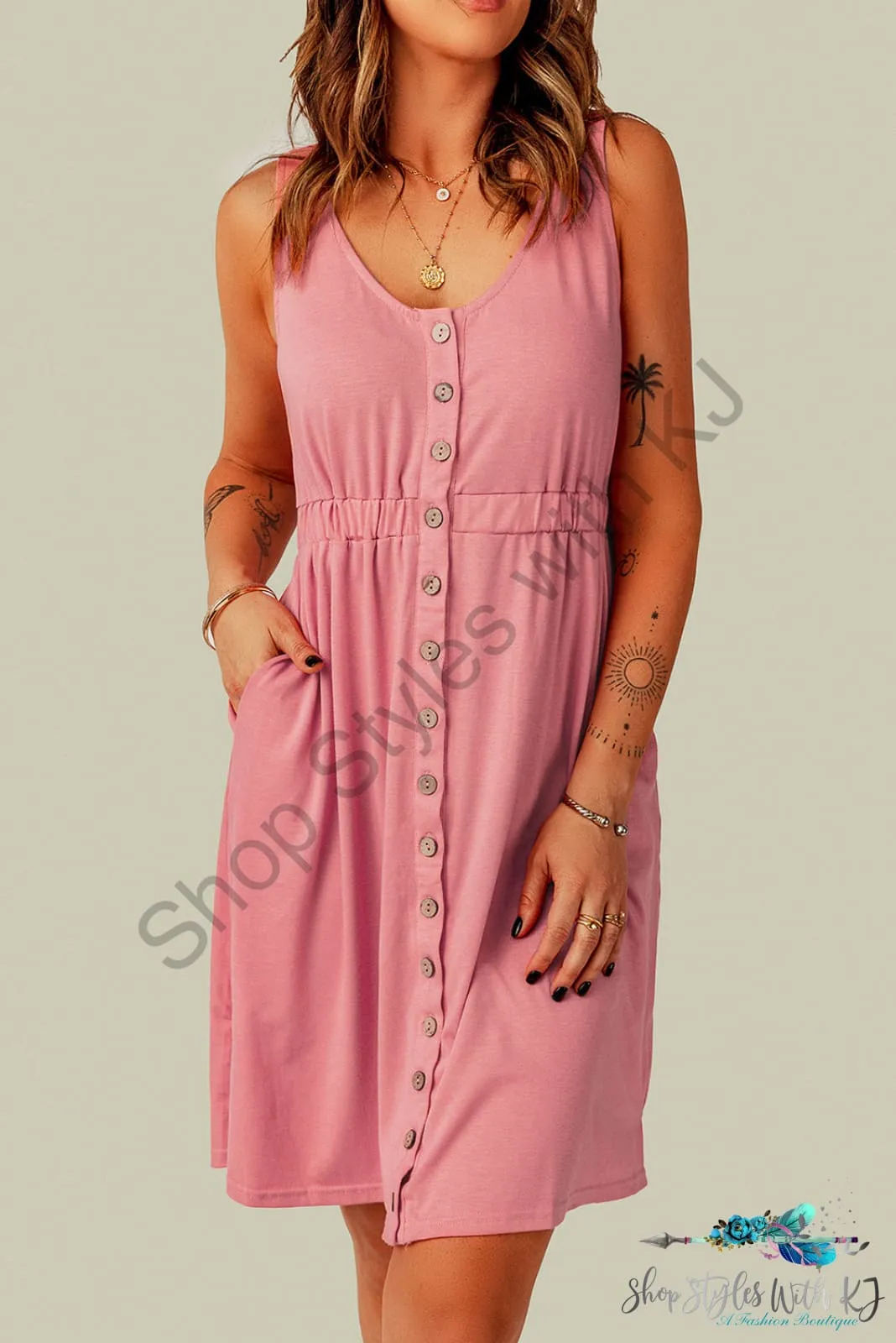 Sleeveless Button Down Mini Magic Dress