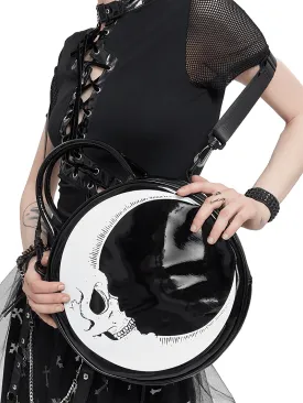 Stylish Crescent Moon Skull Round Handbag / Gothic Style Perfect Accessory for Women