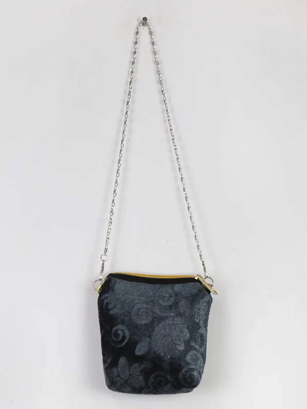 Stylish Velvet Handbag For Girls Flower Grey 52
