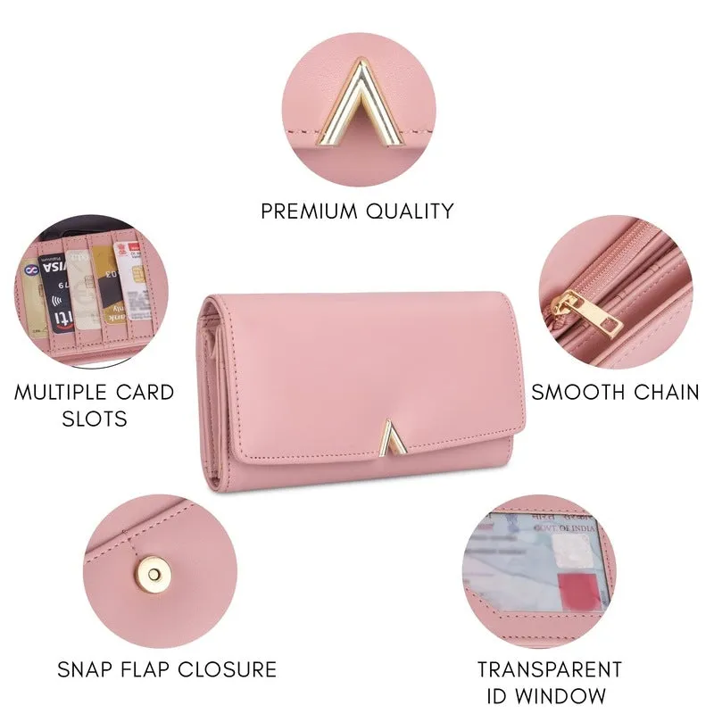 THE CLOWNFISH FashionFinesse Collection Faux Leather Bi-Fold Womens Wallet Clutch Ladies Purse with Multiple Card Slots (Dark Brown)