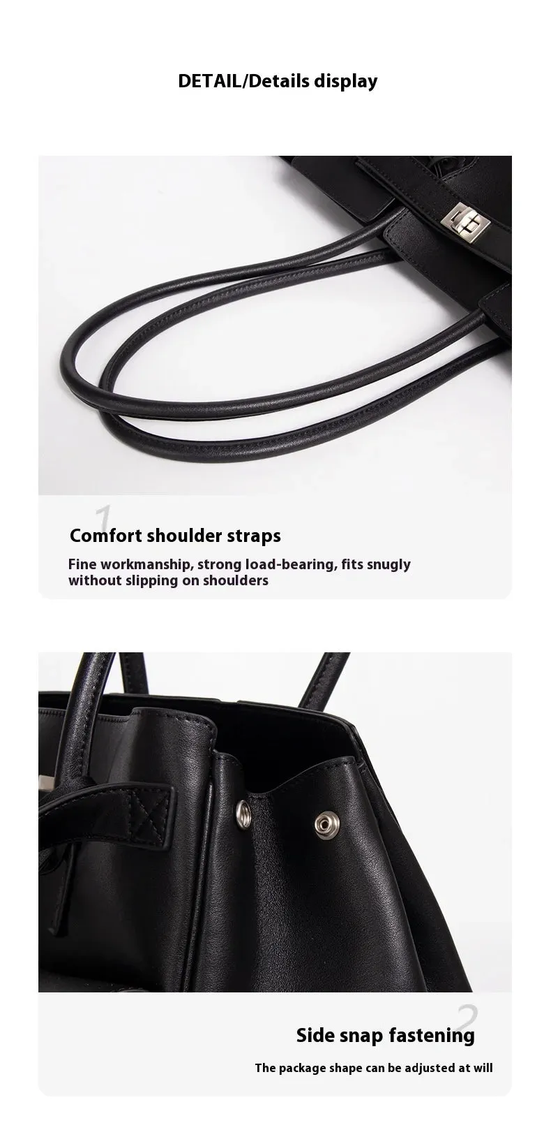 Trendy Cowhide Tote with Modern Buckle Design