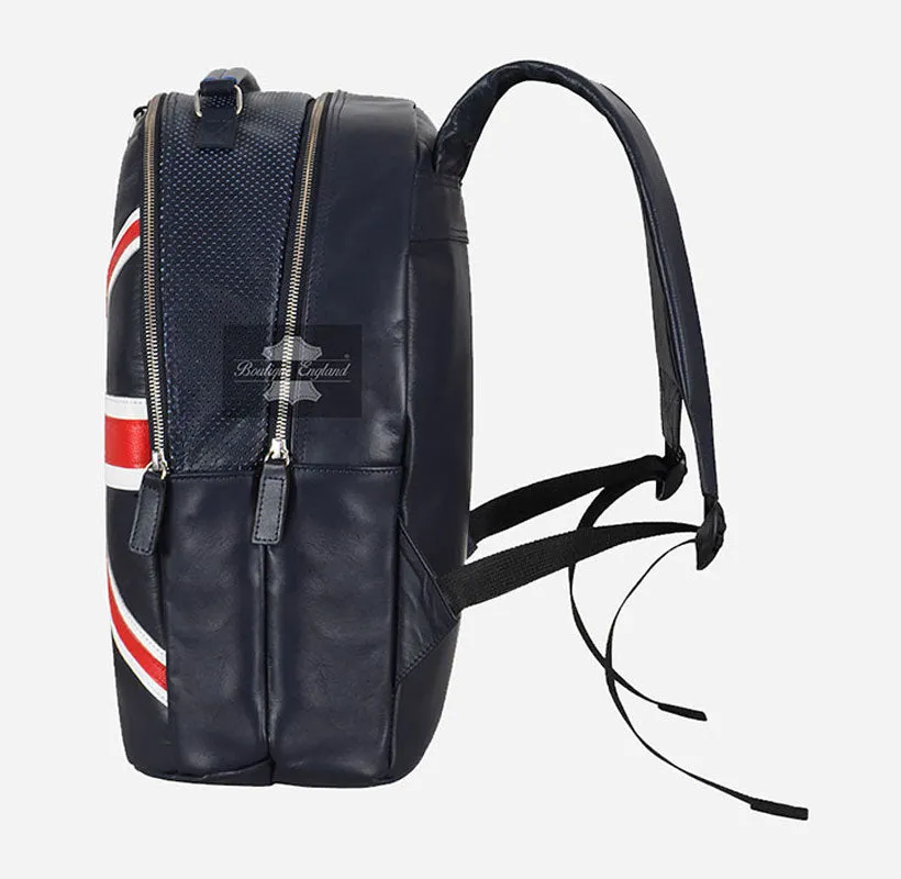 Unisex Union Jack Backpack Leather Laptop Friendly College Office Bag