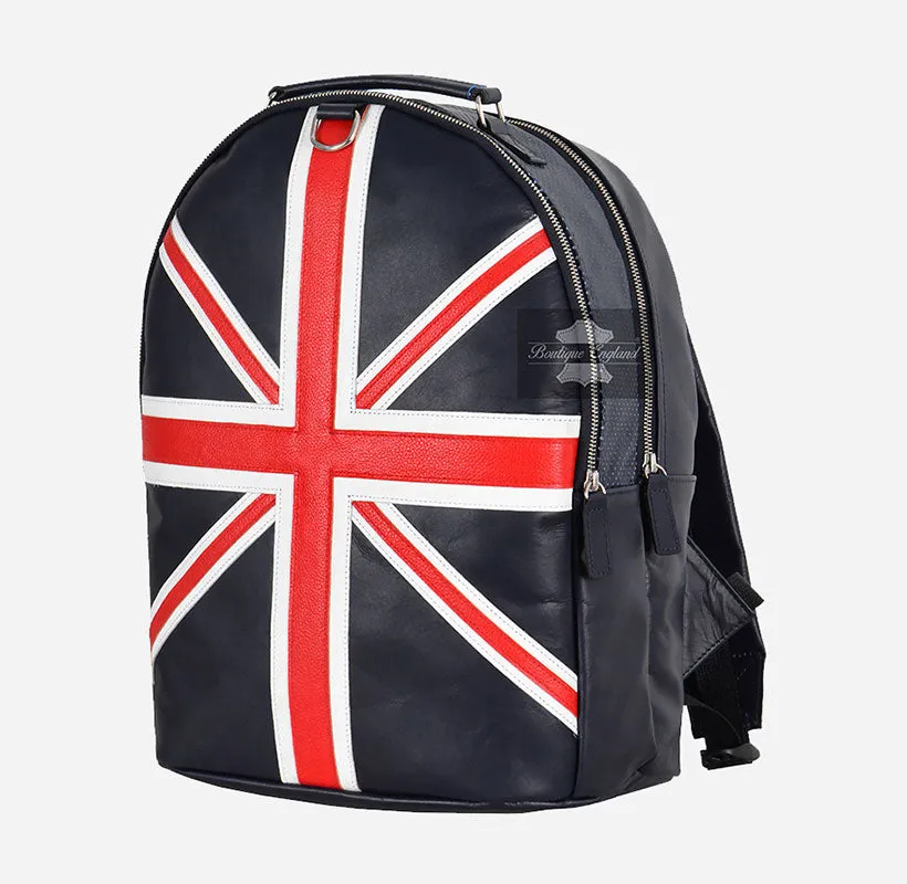 Unisex Union Jack Backpack Leather Laptop Friendly College Office Bag