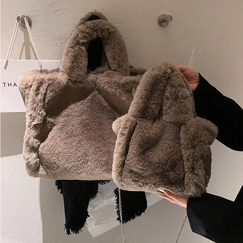 Winter Plush Handbag – Stylish and Cozy Tote for Women