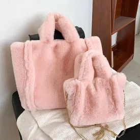 Winter Plush Handbag – Stylish and Cozy Tote for Women